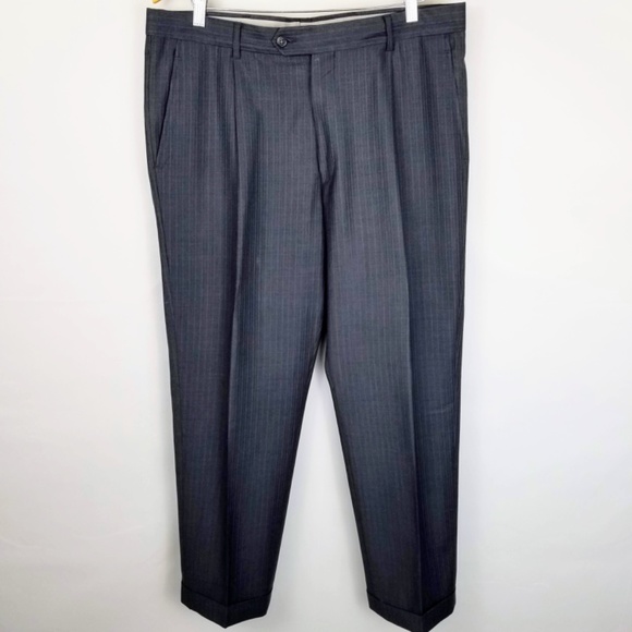 Hart Schaffner Marx - 40R 36X29 Mens 2 Piece Suit - Gray/Muted Chalk Stripe - Picture 13 of 16
